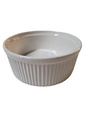 White Ribbed Ceramic Ramekin By Pier 1 Imports - 5" Diameter 2.25" Height
